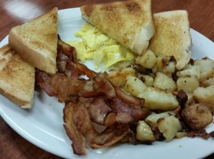 Bacon & Eggs, Campfire Potatoes & Toast Breakfast