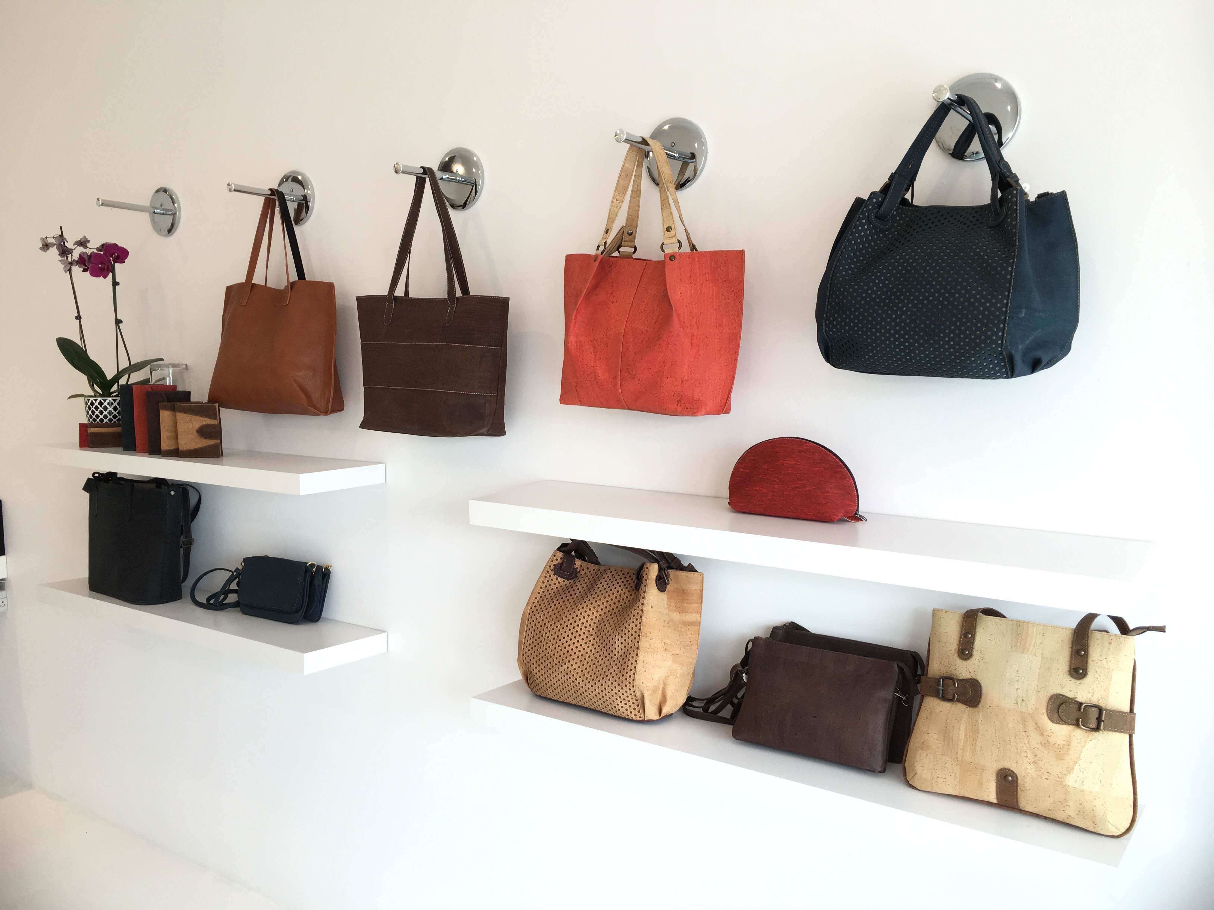 A variety of cork handbags