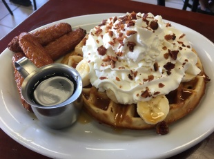 A dreamy breakfast of Waffles and Sausages!