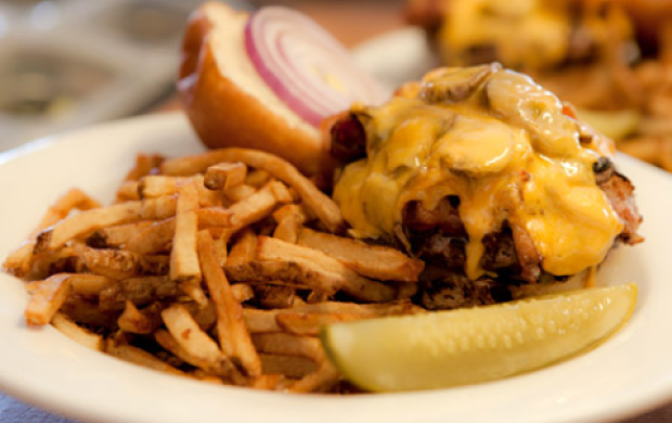 A classic homemade cheese burger