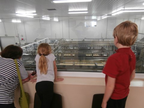Learning how cheese is made at Pine River Cheese!